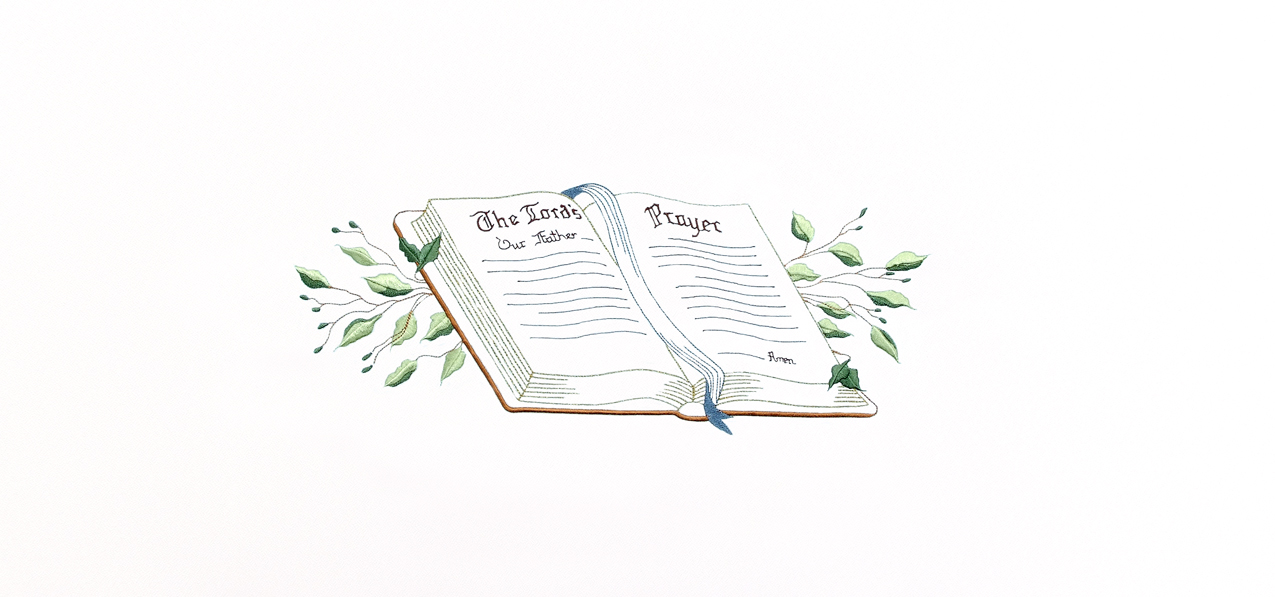 Bible Lords Prayer White Faux
